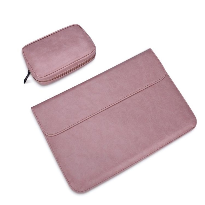 13.3 Inch Laptop Inner Bag With Magnetic Buckle And Small Bag – Pink Leather PRL-F1010BL