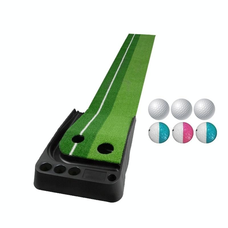 2.5M Golf Putting Mat With Push Rod Trainer & 6 Balls – No Auto Return PRL-G9974GO