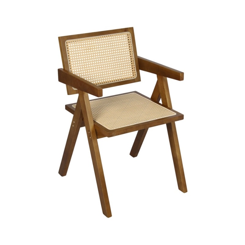 Levede 1x Walnut Wicker Armchair Dining Chair CH1101-WA