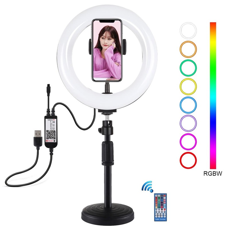 7.9 Rgbw Led Ring Light With Dual Colour Temperature And Phone Clamp PRL-B0803TKP