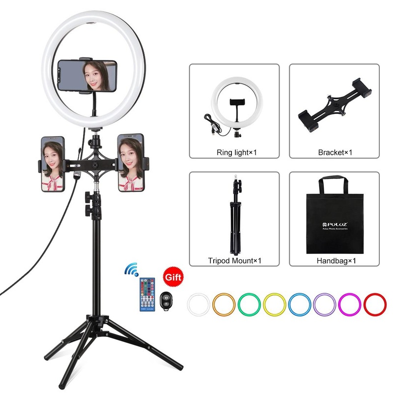 10.2 Curved Rgbw Led Ring Light Kit With Tripod Dual Phone Brackets Remote And Clamp PRL-B2503TKP