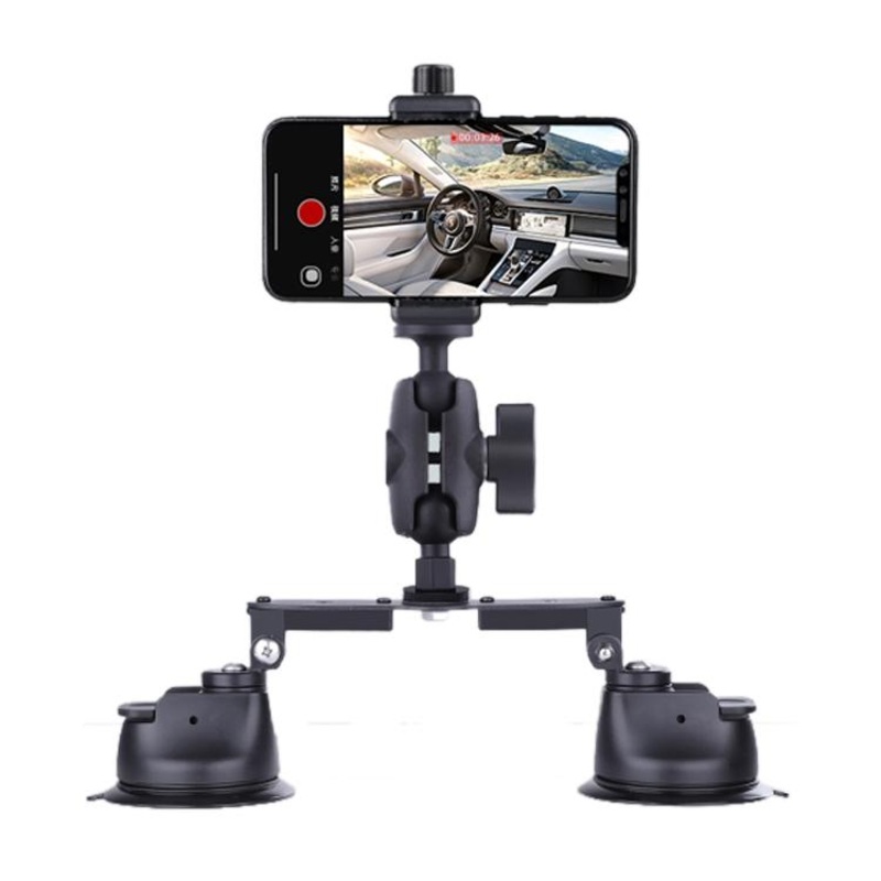 Dual-Leg Suction Cup Arm Phone Clamp Mount With Connecting Rod PRL-B4194ACD
