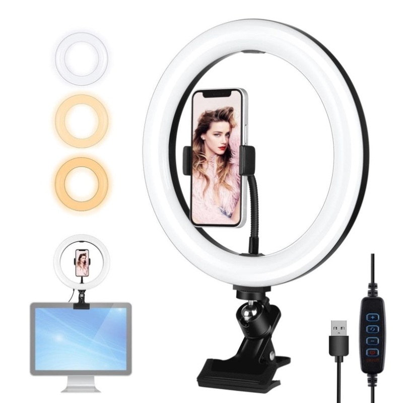 10.2 Ring Light With Monitor Clip & Usb 3 Modes Dual Colour Temperature Dimmable Curved Diffuse PRL-B6213TKP