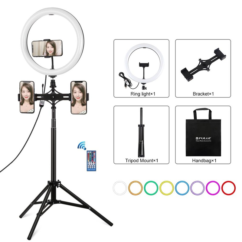11.8 Rgbw Led Ring Light Kit With Mount Dual Phone Brackets And Remote Control PRL-B7703TKP