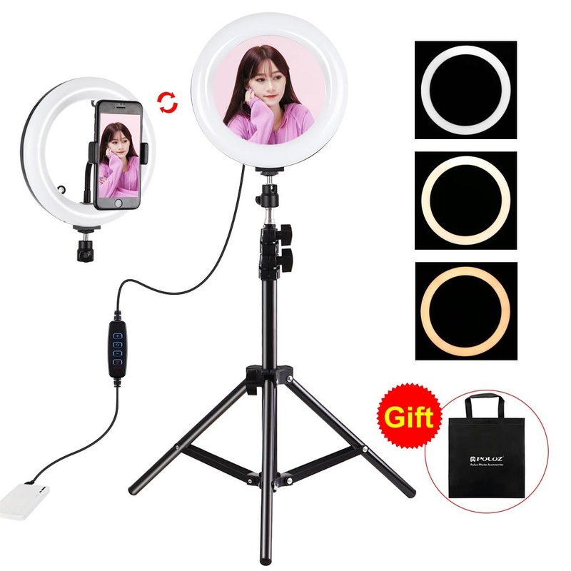 7.9 Mirror Light With Tripod & Usb 3 Modes Dual Colour Curved Ring Light For Vlogging Selfie PRL-B7803TKP