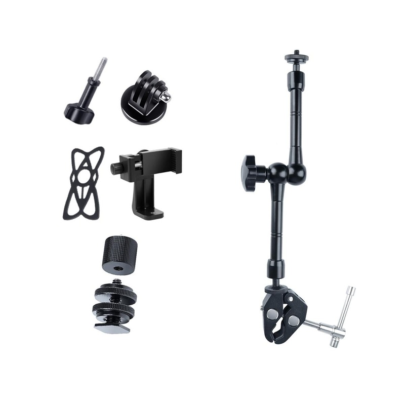 Adjustable Magic Arm With Phone Clamp & Large Claws – 11 Inch Black PRL-B7741ACD
