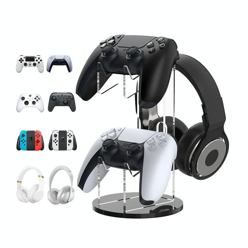 Black Acrylic Game Controller Display Stand With Headphone Hanger PRL-A1028304060DBT