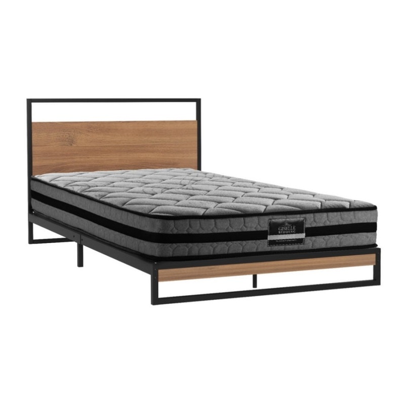 Artiss Metal Bed Frame Single Size Beds Platform with Mattress MBED-C-DANE-TT22-S-BK