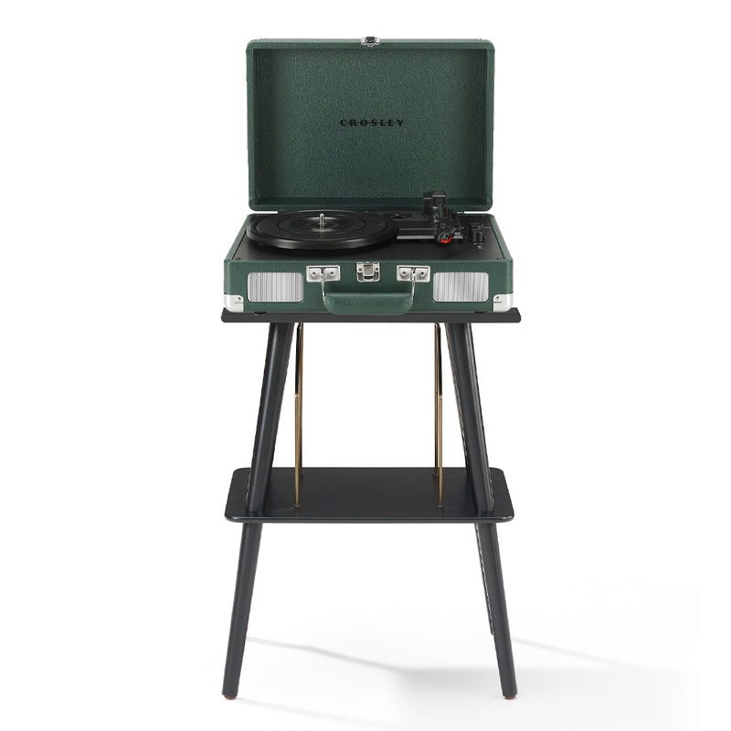 Crosley Cruiser Bluetooth Portable Turntable – Emerald Green + Crosley Entertainment Stand Bundle V398-CR8005FST-EM4