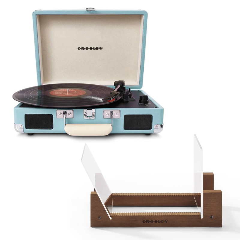 Crosley Cruiser Bluetooth Portable Turntable – Turquoise + Bundled Crosley Record Storage Display V398-CR8005FSS-TU4