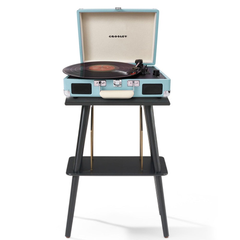 Crosley Cruiser Bluetooth Portable Turntable – Turquoise + Crosley Entertainment Stand Bundle V398-CR8005FST-TU4