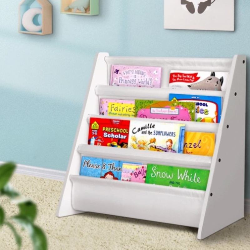 Keezi 4 Tiers Kids Bookshelf Magazine Shelf Children Bookcase Rack Organiser FURNI-G-MAG257-WH