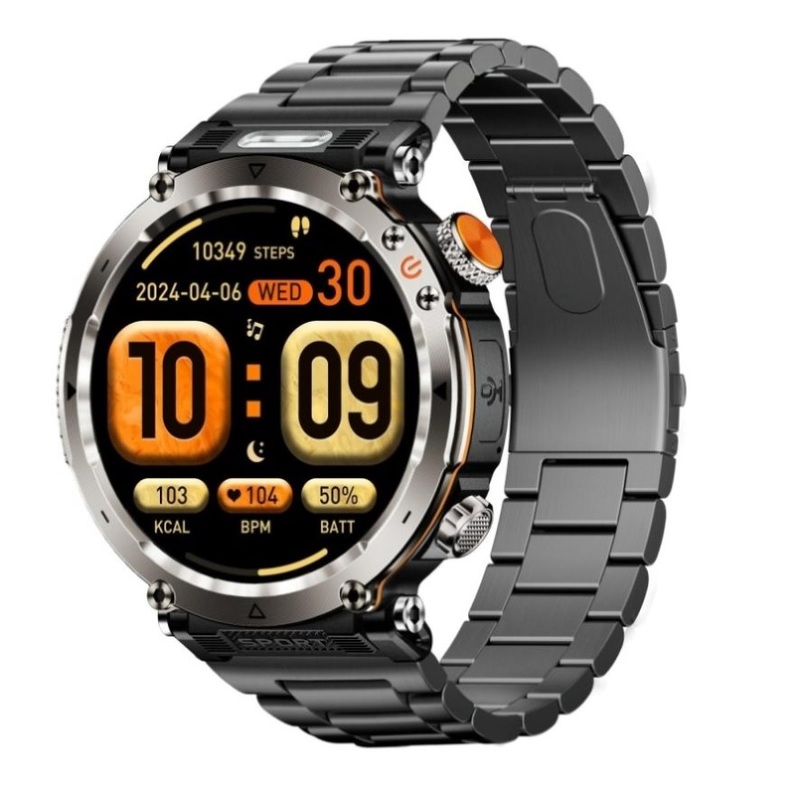 Waterproof Smart Watch With Flashlight Banknote Detector And Compass – Steel Band PRL-A109073700ADE