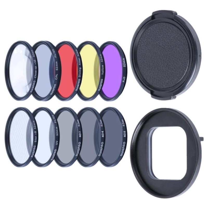 52Mm 10-In-1 Professional Lens Filter Kit For Gopro Hero10 / 9 With Adapter Ring And Cap PRL-8411ACD