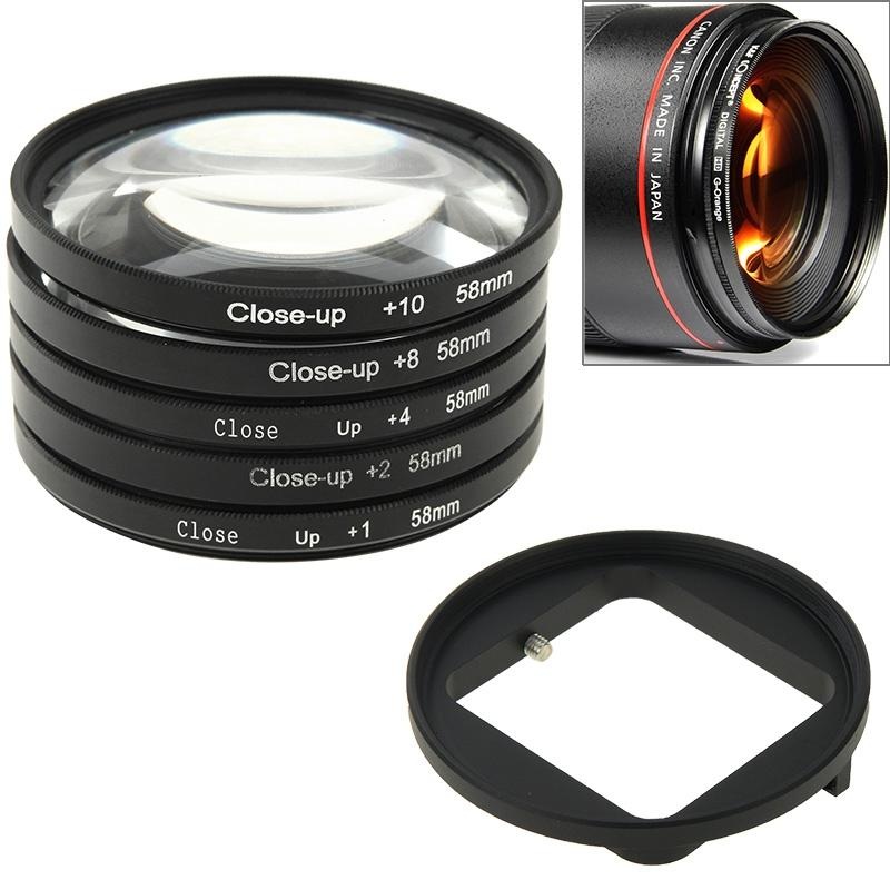 58Mm Close Up Lens Filter Set For Gopro Hero3 – 6-In-1 Macro Adapter Ring PRL-8652-PLD-S