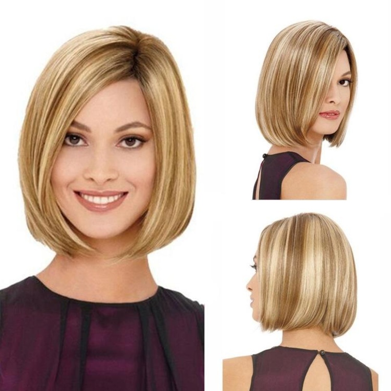 Women Gold Linen Bob Wig PRL-A2480BCH