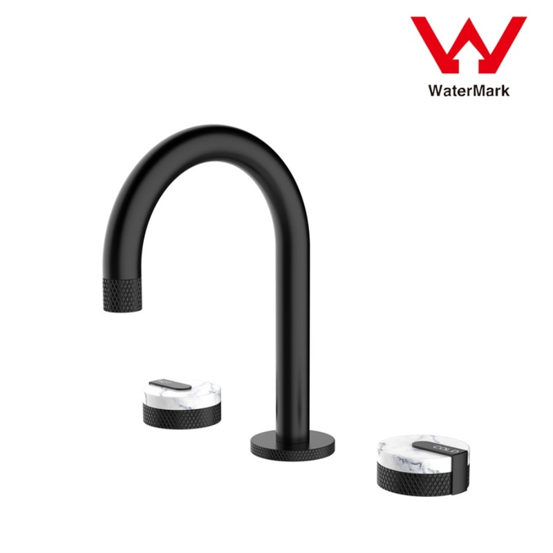 2021 New Marble Stone handle matte black wall taps 1/4 turn matte black pattern V549-MARBLEHCBENCH