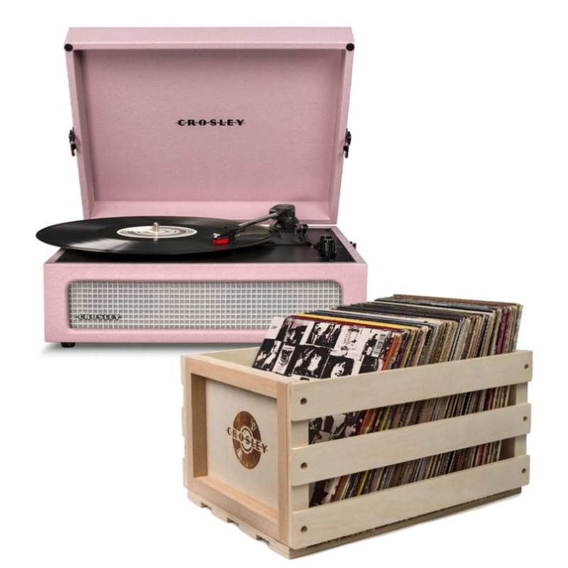 Crosley Voyager Amethyst – Bluetooth Portable Turntable & Record Storage Crate V398-CR8017BSC-AM4