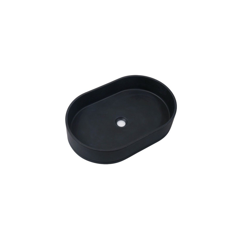 Ultra Modern Concrete Cement Wash Basin Counter Top Matte Black Oval Basin V549-5838CONOVALBLACK