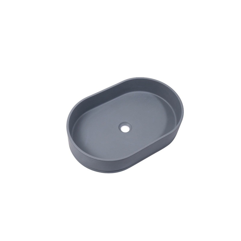 Ultra Modern Concrete Cement Wash Basin Counter Top Matte Dark Gray Oval Basin V549-5838CONOVALDARKGREY