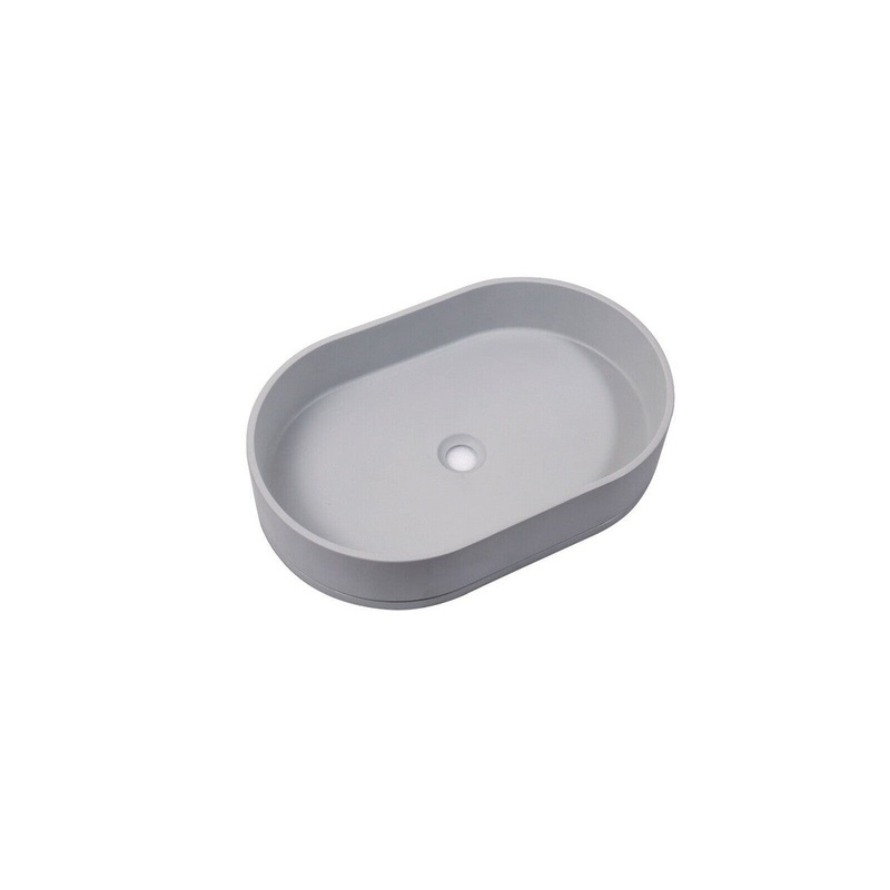 Ultra Modern Concrete Cement Wash Basin Counter Top Matte Light Gray Oval Basin V549-5838CONOVALLIGHTGREY