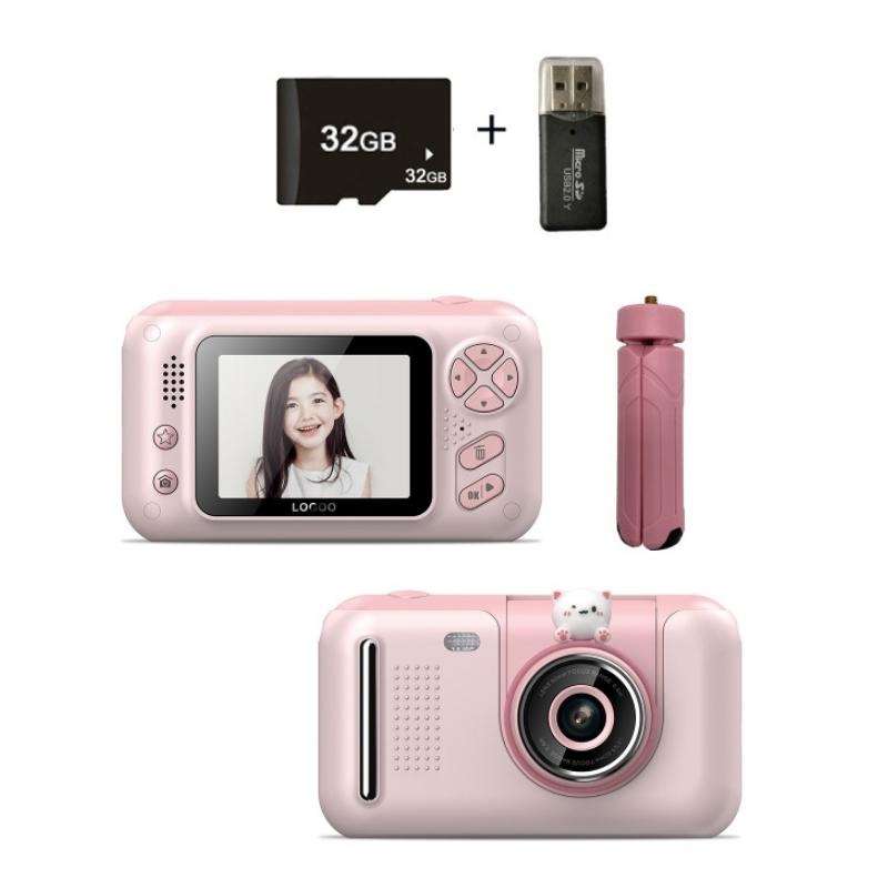 32Gb Memory Card & Card Reader Included With 2.4 Hd Reversible Kids Camera – Pink PRL-7085903060DBT