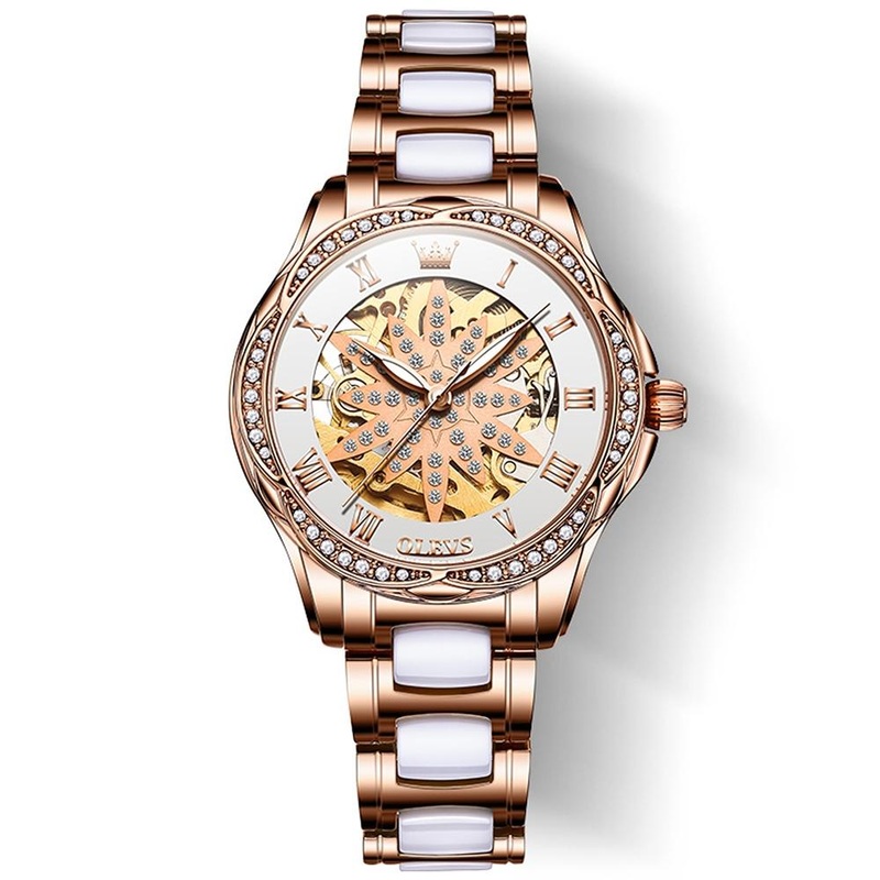 Women Waterproof Mechanical Watch With Ceramic Band – Multifunctional And Elegant PRL-A101277400ADE
