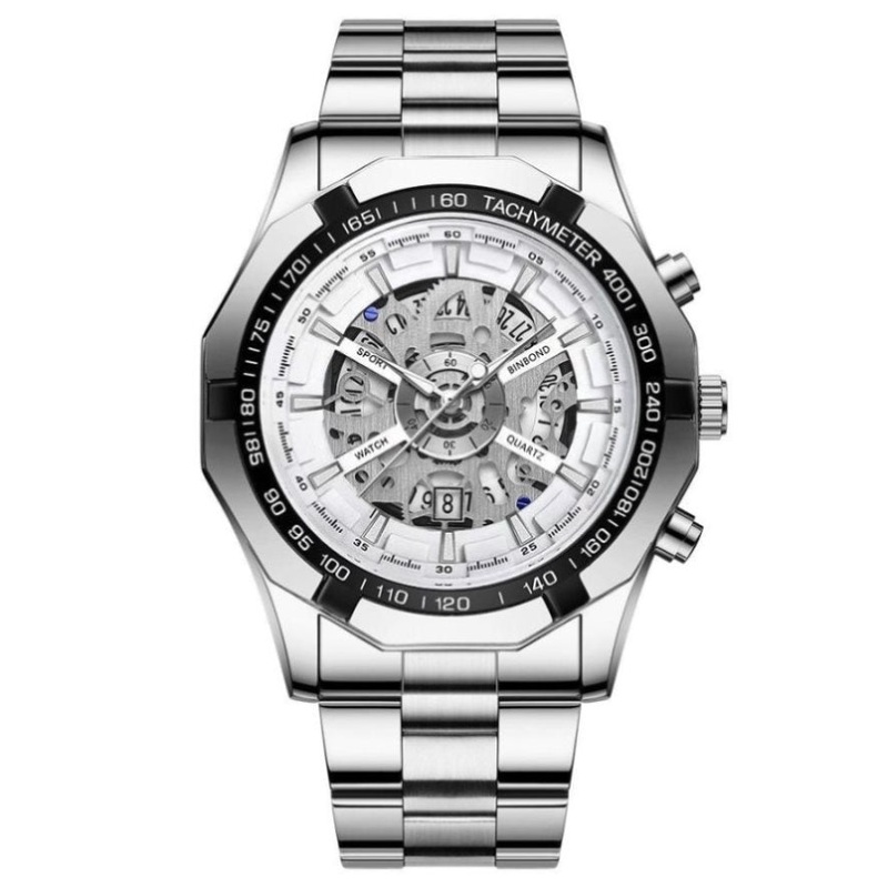 Waterproof Luminous Quartz Watch – White Steel PRL-8009043060DBT