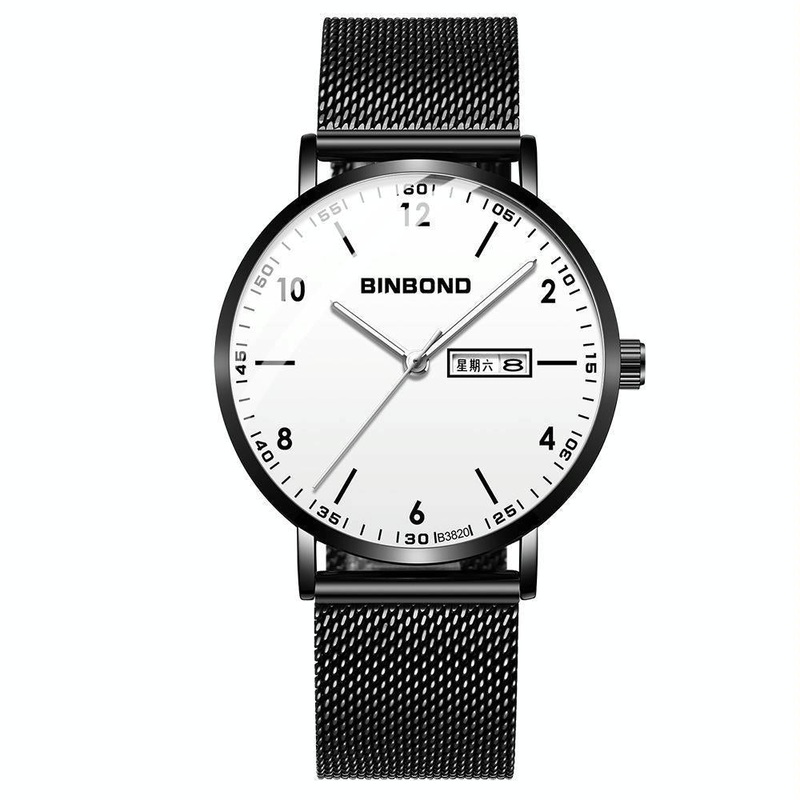 Waterproof Ultra-Thin Quartz Luminous Starry Watch – Black Net-Black-White – 30M PRL-8028343060DBT