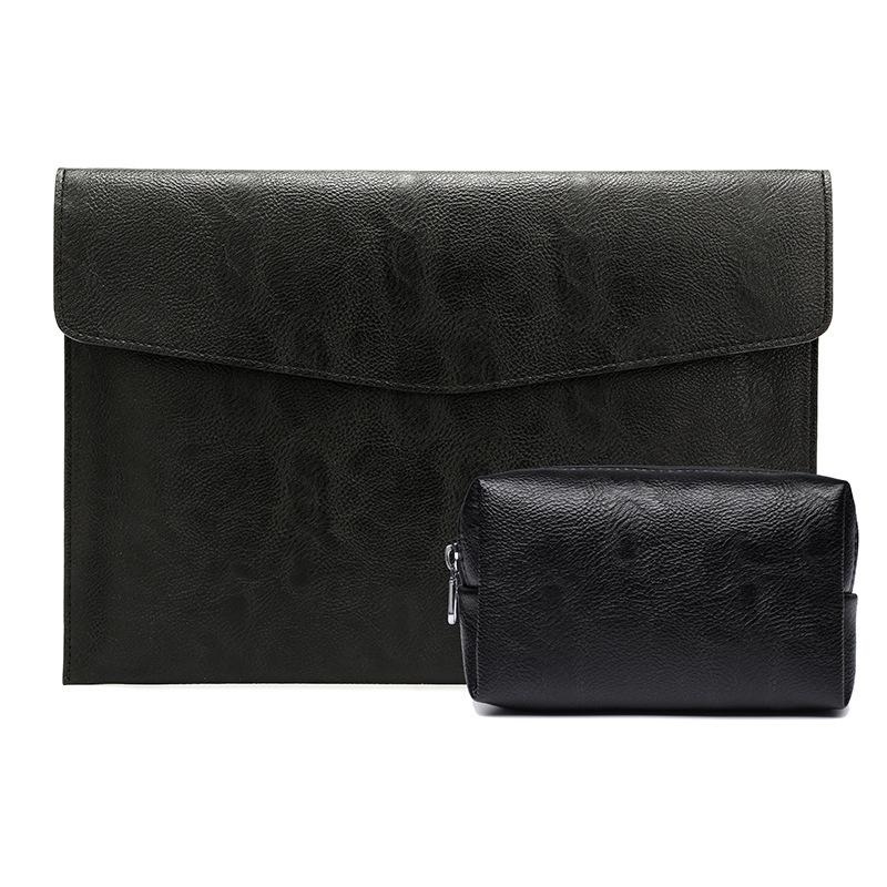 13.3 Inch Laptop Sleeve & Power Bag – Litchi Pattern Pu Leather Black PRL-6002691060DBT