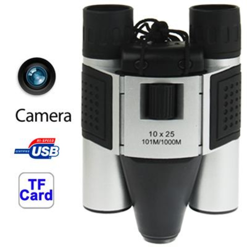 5-In-1 Binocular Camera With Video Digital Pc Cam And Tf Card Reader – 10X25Mm 101M / 1000M Field Of PRL-5720-GO-S