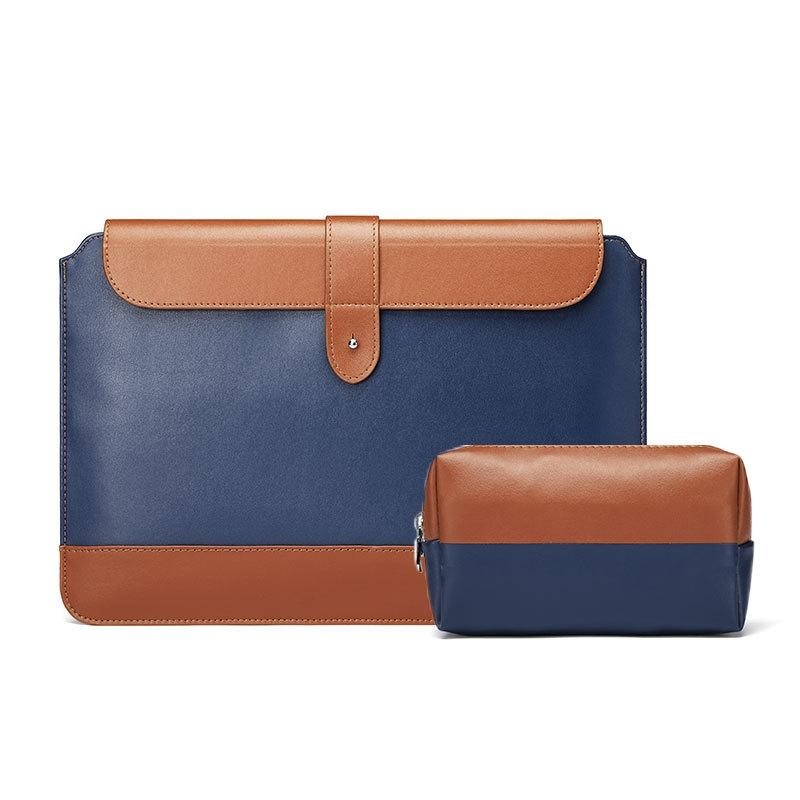 11-12 Inch Microfiber Notebook Liner & Power Bag – Blue & Brown PRL-6158455750DBT