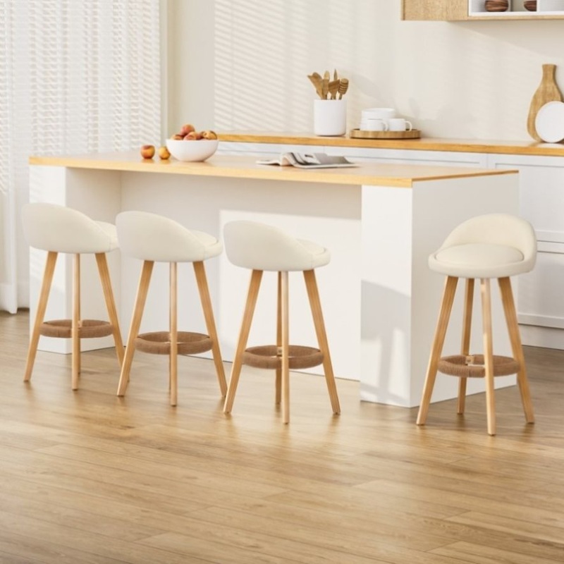 Artiss 4x Bar Stools Padded Leather Wooden Beige BENT-C-9004H-BGX4