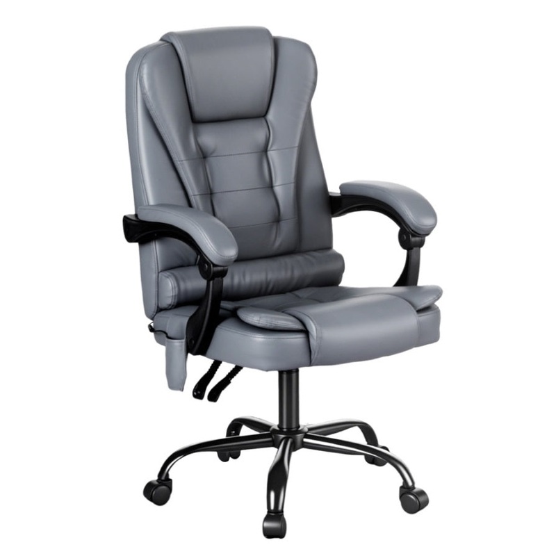 Artiss Executive Office Chair 4-Point Massage Adjustable Ergonomic Recline PU MOC-C-FZ23-4P-PU-GR