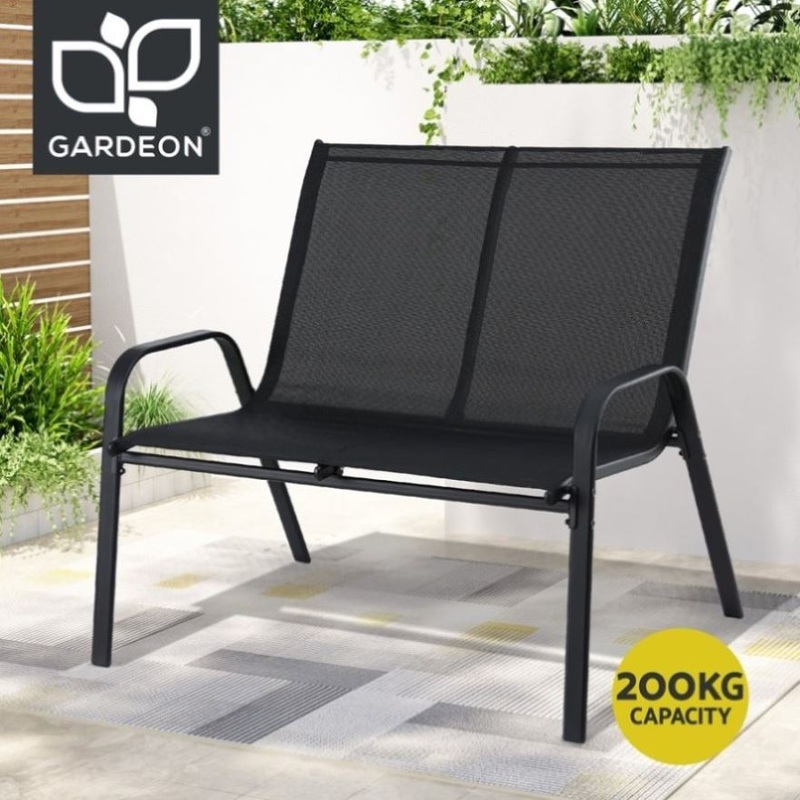 Gardeon Garden Bench Seat Steel Outdoor Patio Park Lounge Backyard Chair Black GB-STA-BENCH-BK