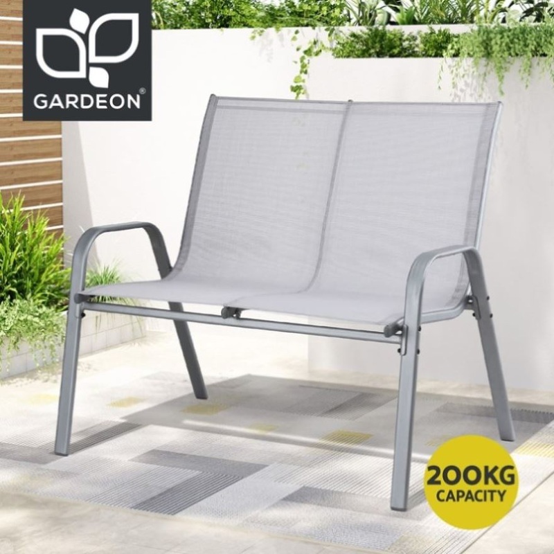 Gardeon Garden Bench Seat Steel Outdoor Patio Park Lounge Backyard Chair Grey GB-STA-BENCH-GE