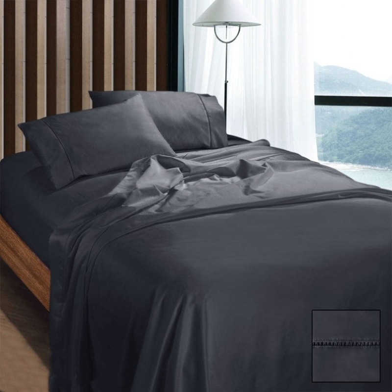 Ramesses 1100TC Egyptian Cotton Sateen Sheet Set Charcoal Queen V442-KIT-SHEETS-1100TCEGYPTIAN-CHARCOAL-QS