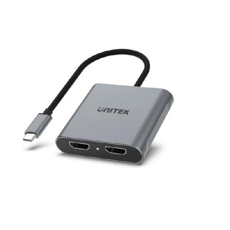 Unitek USB-C to Dual HDMI 4K Adapter, 60Hz with MST for Windows Devices, Grey 13LA-V1404B