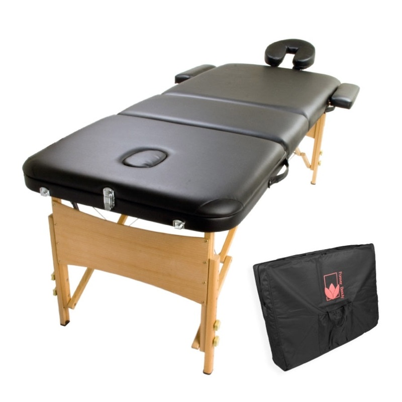 Wooden Portable Massage Table Bed 3 Fold 70cm BLACK V274-MT-BLACK