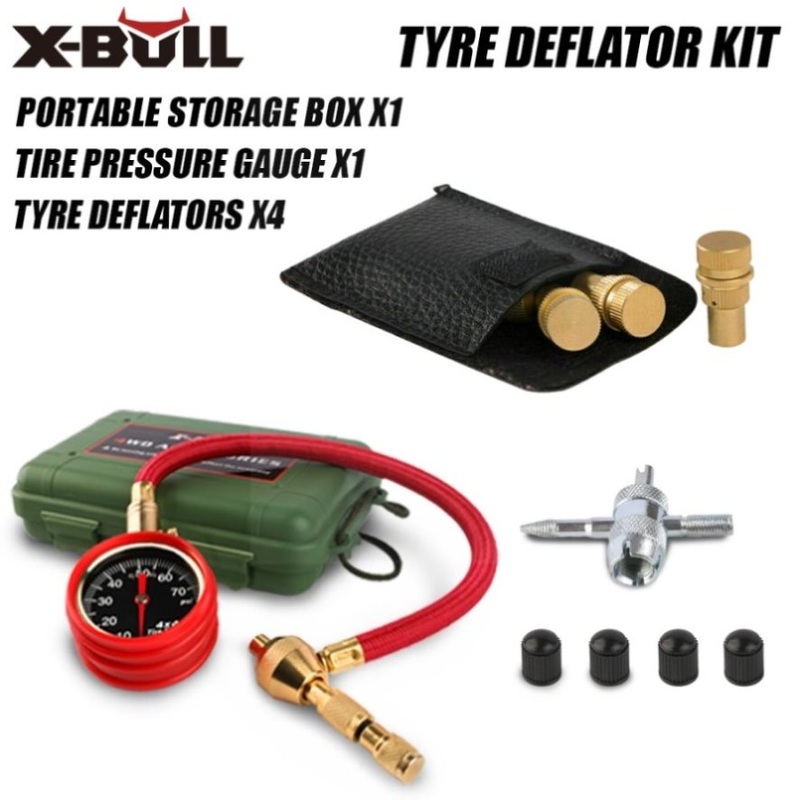 X-BULL Tyre Deflators Tire Automatic 4WD Pressure Gauge 4 Brass Deflator V211-AUEB-TG005TD001