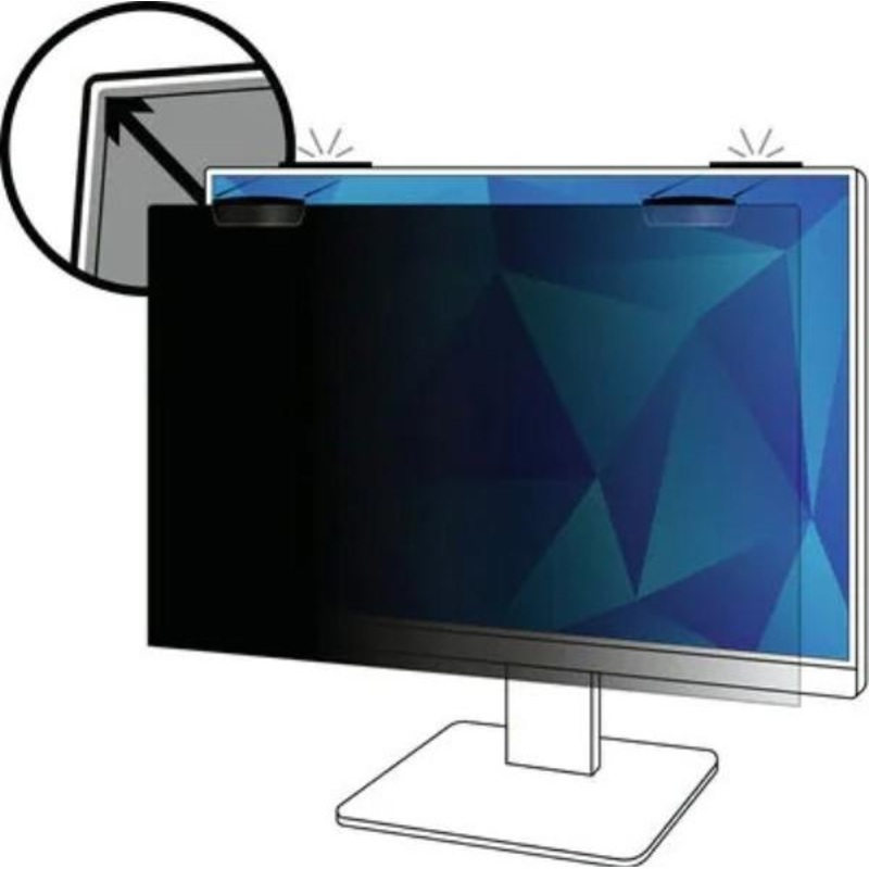 3M 21.5 16:9 magnetic PF, Magnetic attach for instant privacy. Blocks side views, reduces glare and 13PF215W9EM
