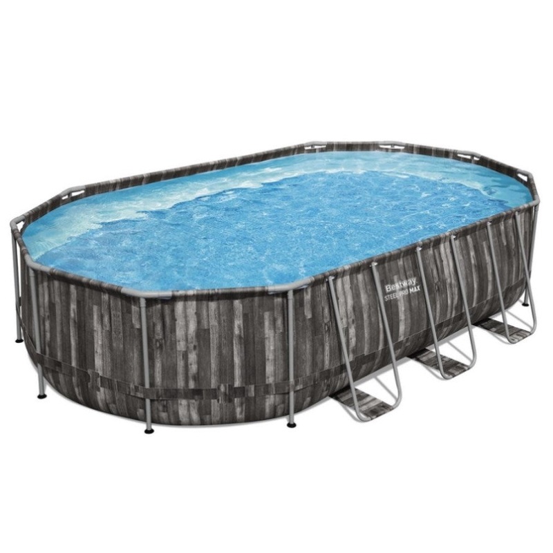 Bestway Swimming Pool Steel Frame Pool Set 6.1×3.66m w/ Filter Pump Ladder Cover BW-POOL-OV-610-5611S