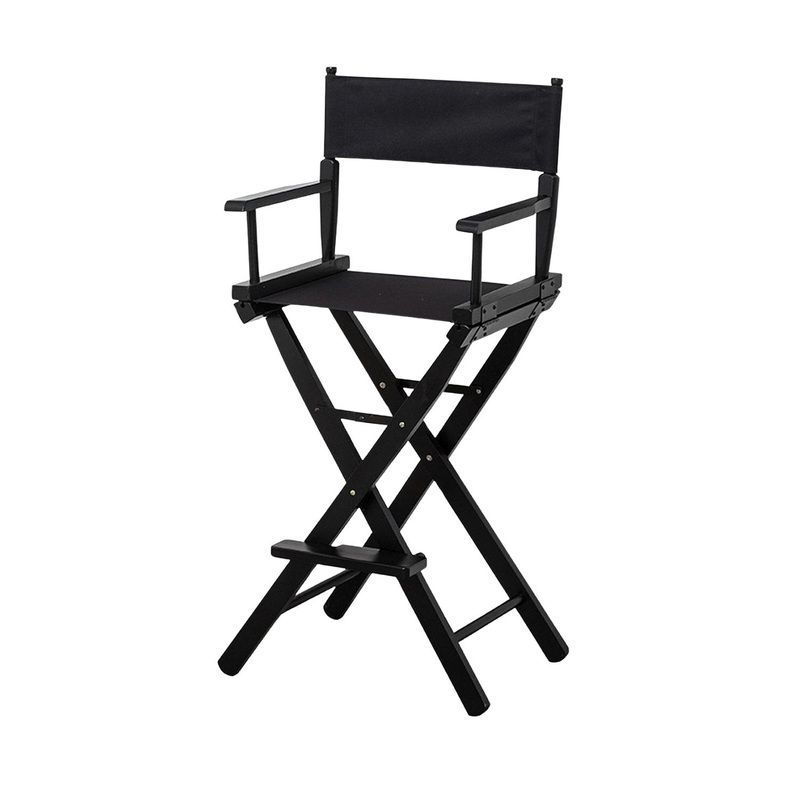 Sarantino Tall Wooden Directors Chair Kitchen Bar Stool in Black WDC-JOY-BK