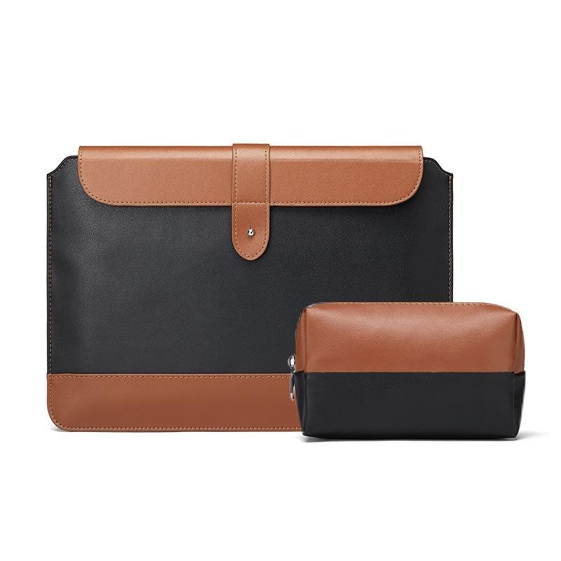 11-12 Inch Horizontal Microfiber Notebook Liner & Power Bag – Black & Brown PRL-3158455750DBT