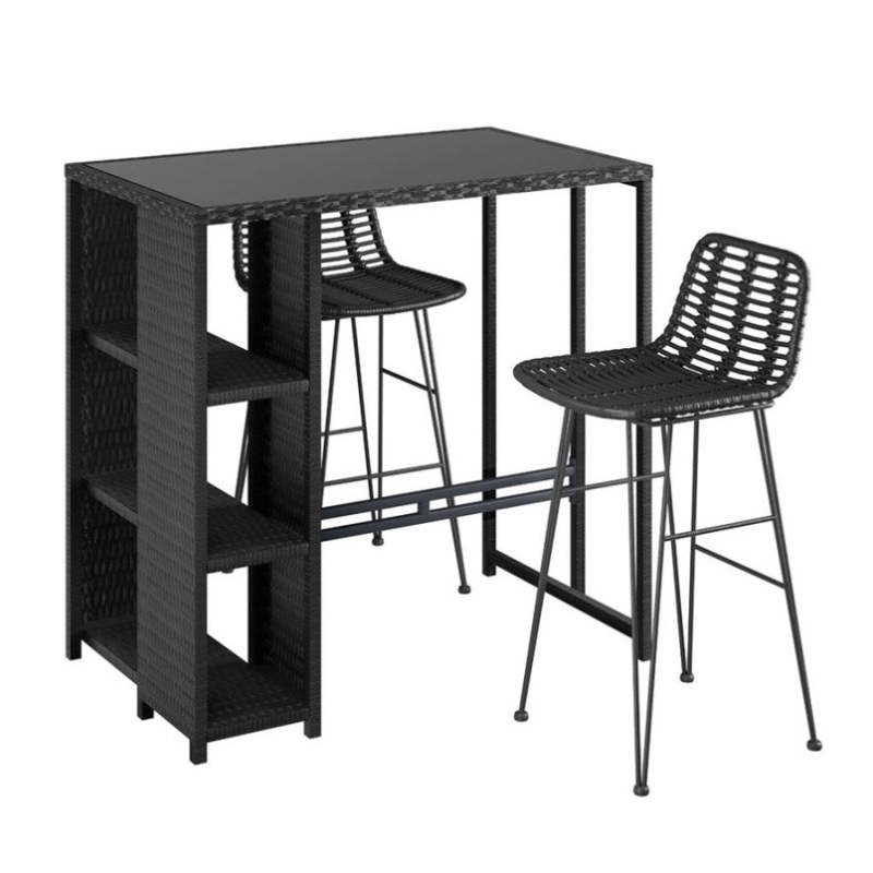 Gardeon Outdoor Bar Set Patio Furniture Dining Chairs Table and Chairs Wicker ODF-BA-TW-STORE-SET