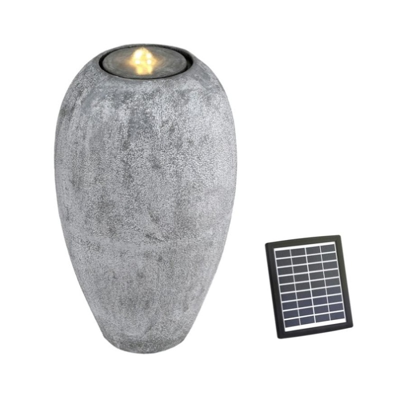 Gardeon Solar Fountain Water Feature Outdoor Fountain LED Lights Beige FOUNT-B-CYLINDER-BG