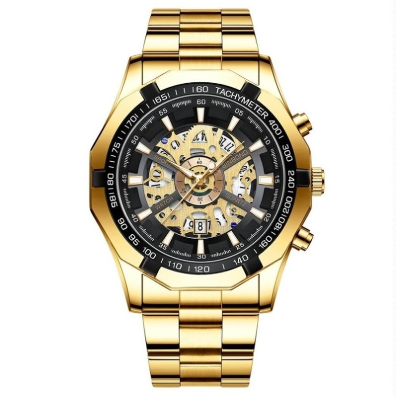 Waterproof Luminous Quartz Watch – Gold-Black-Gold – 30M PRL-4009043060DBT