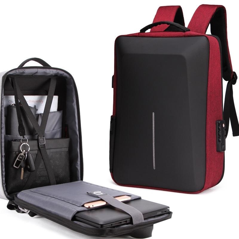 Anti-Theft Hard Shell Backpack For Men With Alloy Frame – Red PRL-4047432060DBT
