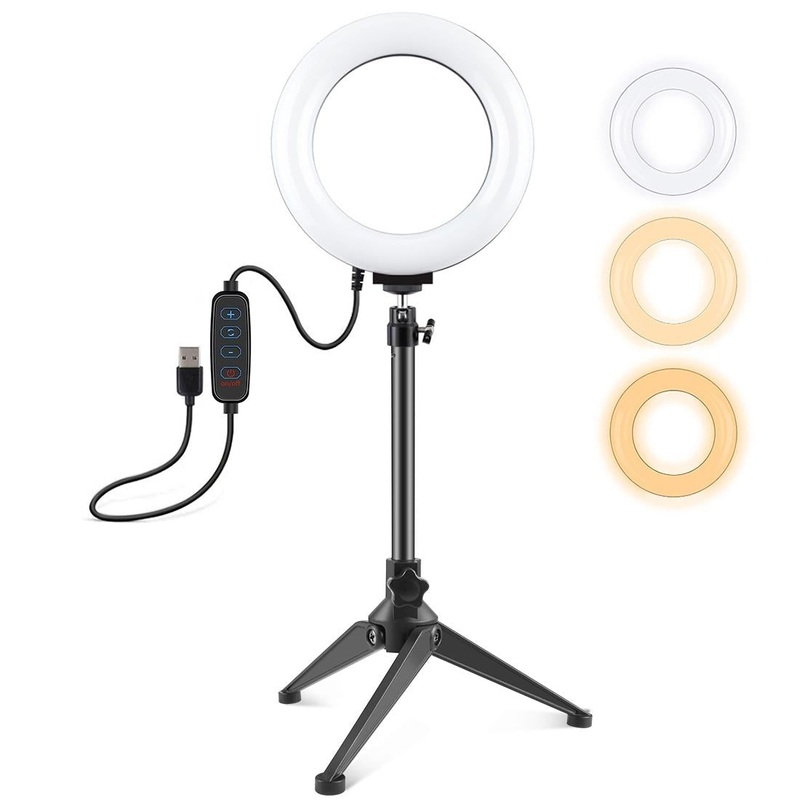 6.2 Led Ring Light With Usb 3 Modes Dimmable Desktop Tripod Cold Shoe Ball Head PRL-2303TKP