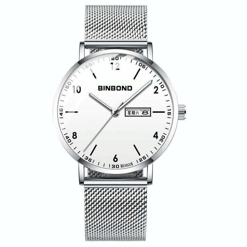 Ultra-Thin Waterproof Quartz Watch With Luminous Starry Design – White Net PRL-2128343060DBT